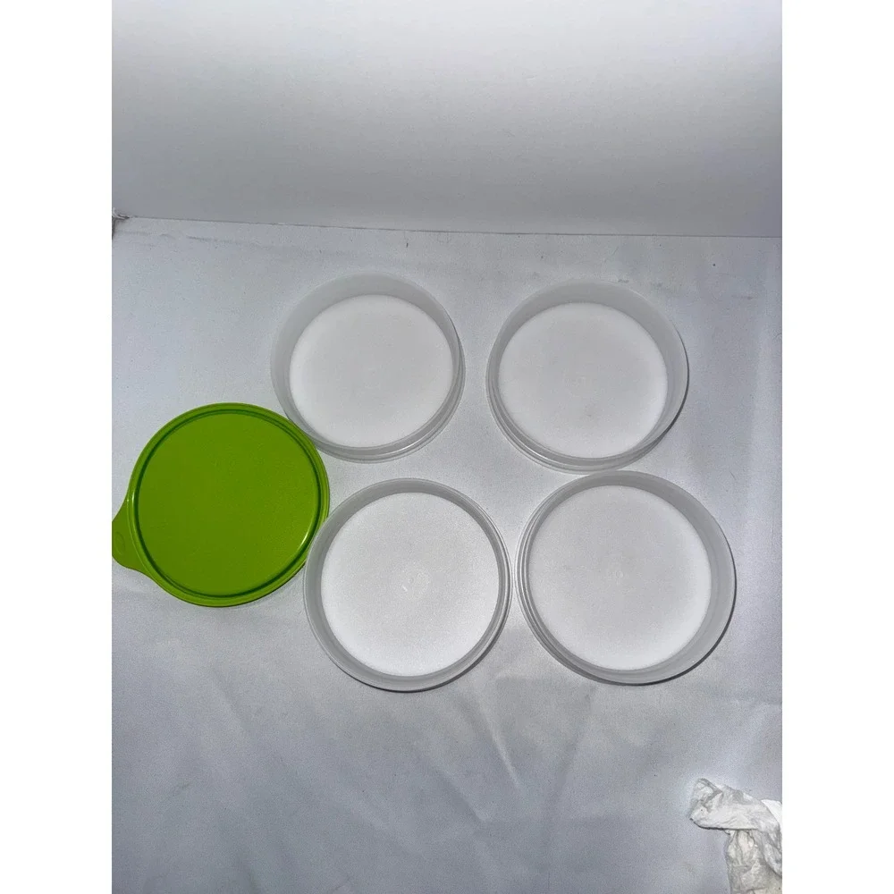 Tupperware Stackable Refrigerator Storage Set 4 Containers 1 Lime Green Lid
